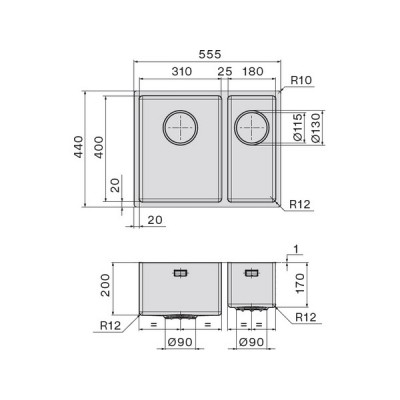 Мойка Falmec Como 31+18 Мойка Falmec Como 31+18