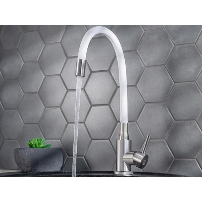 Смеситель Handmade SUS124W-016F, белый/нерж.сталь Смеситель Handmade SUS124W-016F, белый/нерж.сталь