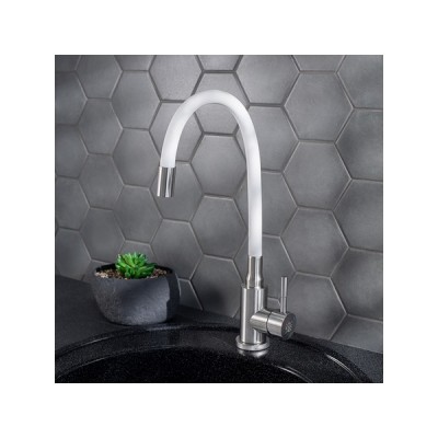 Смеситель Handmade SUS124W-016F, белый/нерж.сталь Смеситель Handmade SUS124W-016F, белый/нерж.сталь