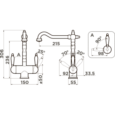Смеситель Omoikiri Amagasaki-AB-022 латунь/античная латунь (4994292) Смеситель Omoikiri Amagasaki-AB-022 латунь/античная латунь (4994292)