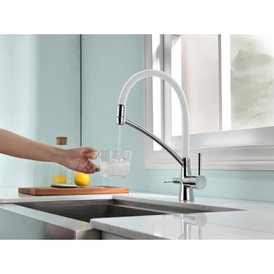 Смеситель Paulmark Siegen Si213111-CRW, хром, белый шланг Смеситель Paulmark Siegen Si213111-CRW, хром, белый шланг