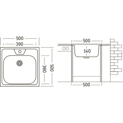 Мойка Ukinox Стандарт STD500.500 -4C 0C- Мойка Ukinox Стандарт STD500.500 -4C 0C-