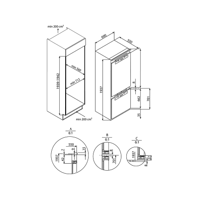 Холодильник HIBERG i-RFCB 500F NFW встраиваемый Холодильник HIBERG i-RFCB 500F NFW встраиваемый