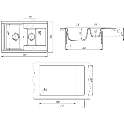 Мойка Dr.Gans АСТРА 760К серый Мойка Dr.Gans АСТРА 760К серый