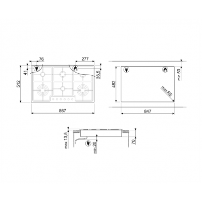 Варочная панель SMEG PGF962 газовая Варочная панель SMEG PGF962 газовая