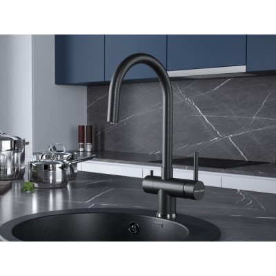 Смеситель Paulmark Heller He213218-418, черный металлик Смеситель Paulmark Heller He213218-418, черный металлик