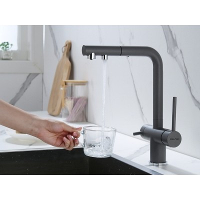 Смеситель Paulmark Serpentine Se213222-GRM, серый металлик Смеситель Paulmark Serpentine Se213222-GRM, серый металлик