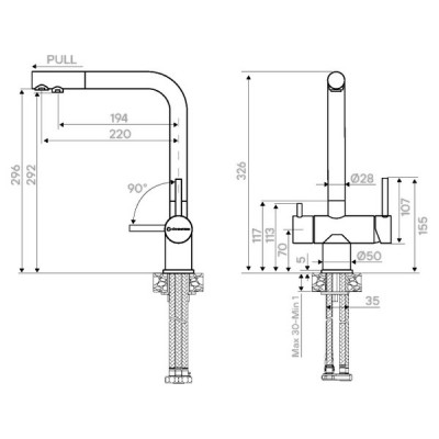 Смеситель Kuchenstern FOKUS-FS черный Смеситель Kuchenstern FOKUS-FS черный