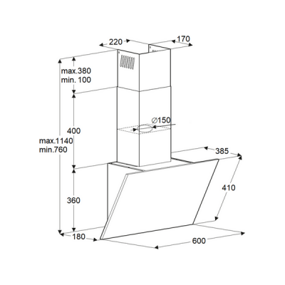 Вытяжка MAUNFELD Amber 60 Glass черный Вытяжка MAUNFELD Amber 60 Glass черный