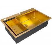 Мойка Paulmark Kroner-pro 75+коландер Advance, брашированное золото