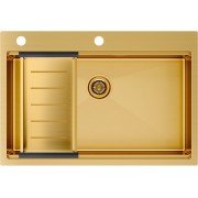 Мойка Paulmark Kroner-pro 75+коландер Advance, брашированное золото