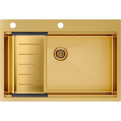 Мойка Paulmark Kroner-pro 75+коландер Advance, брашированное золото Мойка Paulmark Kroner-pro 75+коландер Advance, брашированное золото