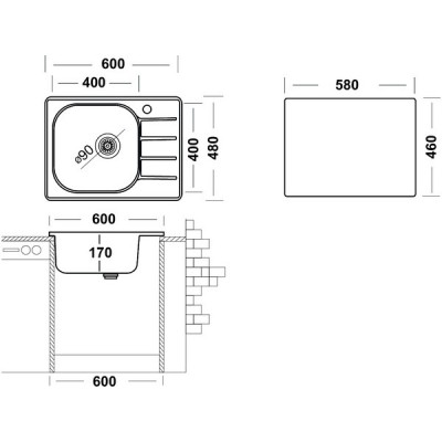 Мойка Ukinox Гранд GRM600.480 -GT6K 2L Мойка Ukinox Гранд GRM600.480 -GT6K 2L