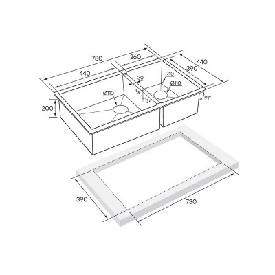 Мойка Paulmark Axel PM227844-GM, вороненая сталь Мойка Paulmark Axel PM227844-GM, вороненая сталь