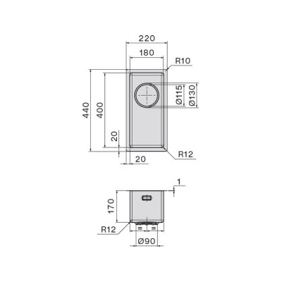 Мойка Falmec Como 18 (врезной монтаж) Мойка Falmec Como 18 (врезной монтаж)