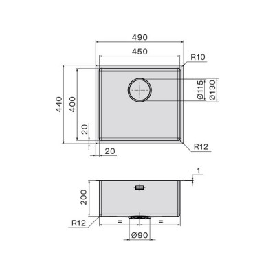 Мойка Falmec Como 45 (подстольный монтаж) Мойка Falmec Como 45 (подстольный монтаж)