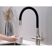 Смеситель Paulmark Salix Sa213419-NI, никель, черный шланг