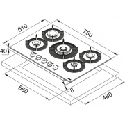 Варочная панель Franke FHMF 755 4G DC C BK design Dror (106.0541.752) газовая