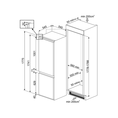 Холодильник SMEG C3170NE встраиваемый Холодильник SMEG C3170NE встраиваемый