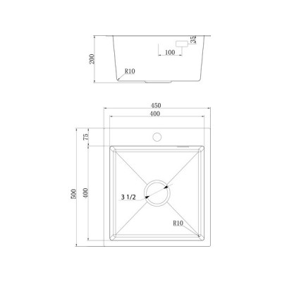 Мойка Ukinox Практика PRB450.500 -GT10C 0CW Мойка Ukinox Практика PRB450.500 -GT10C 0CW