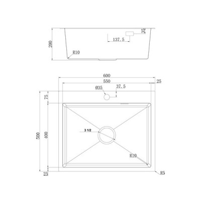 Мойка Ukinox Практика PRB600.500 -GT10C 0CW & S с выпуском Мойка Ukinox Практика PRB600.500 -GT10C 0CW & S с выпуском