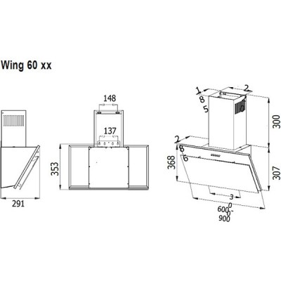 Вытяжка Evelux Wing 60 BG Вытяжка Evelux Wing 60 BG