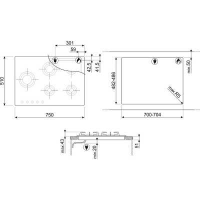 Варочная панель SMEG PVL675LCN газовая Варочная панель SMEG PVL675LCN газовая