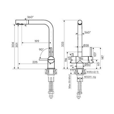 Смеситель Kuchenstern FOKUS-F нержавеющая сталь Смеситель Kuchenstern FOKUS-F нержавеющая сталь