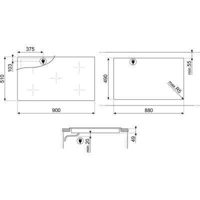 Варочная панель SMEG SI2M7953DW индукционная Варочная панель SMEG SI2M7953DW индукционная