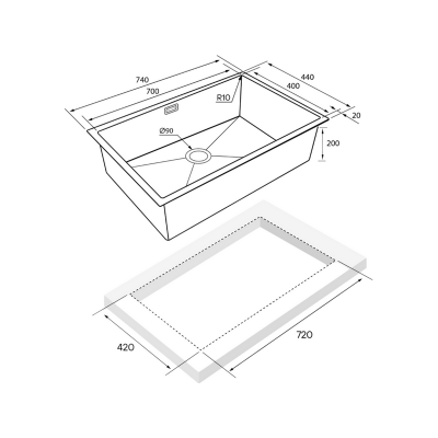 Мойка Paulmark Next 74 uni PM217444-GM, вороненая сталь Мойка Paulmark Next 74 uni PM217444-GM, вороненая сталь