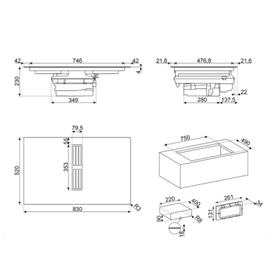 Варочная панель с вытяжкой SMEG HOBD682D2 индукционная Варочная панель с вытяжкой SMEG HOBD682D2 индукционная