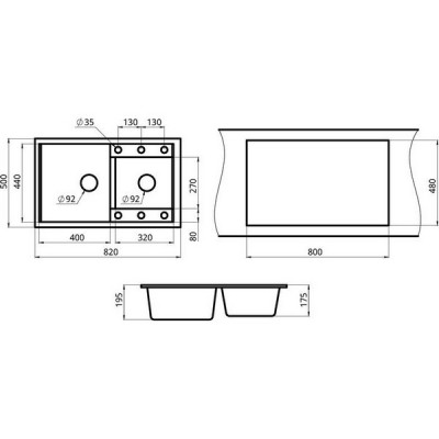 Мойка Kuppersberg MODENA 80 NL 1,5B1D темно-серый металлик Мойка Kuppersberg MODENA 80 NL 1,5B1D темно-серый металлик