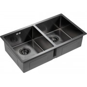 Мойка Paulmark Twin PM237844-GM, вороненая сталь
