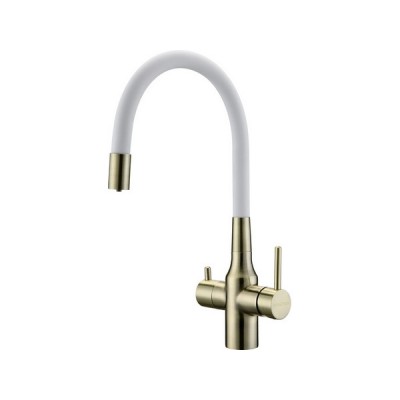 Смеситель Paulmark Salix Sa213419-BRW, бронза, белый шланг Смеситель Paulmark Salix Sa213419-BRW, бронза, белый шланг