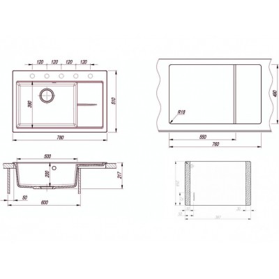 Мойка Florentina Россана 780 бежевый Мойка Florentina Россана 780 бежевый