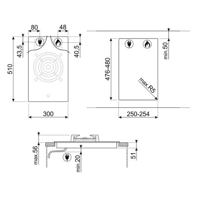 Варочная панель SMEG PV331CN газовая Варочная панель SMEG PV331CN газовая