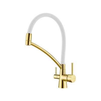 Смеситель Paulmark Siegen Si213111-GW, золото, белый шланг Смеситель Paulmark Siegen Si213111-GW, золото, белый шланг