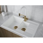 Смеситель Paulmark Siegen Si213111-GW, золото, белый шланг