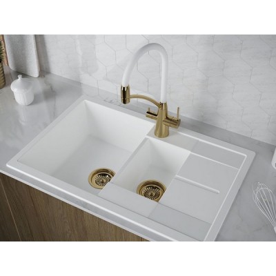 Смеситель Paulmark Siegen Si213111-GW, золото, белый шланг Смеситель Paulmark Siegen Si213111-GW, золото, белый шланг