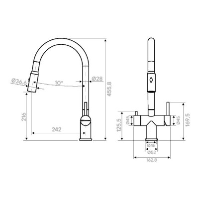 Смеситель Kuchenstern BRUNN-FS черный Смеситель Kuchenstern BRUNN-FS черный