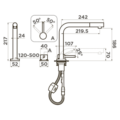 Смеситель Omoikiri Nara-S-LG латунь/светлое золото (4994485) Смеситель Omoikiri Nara-S-LG латунь/светлое золото (4994485)