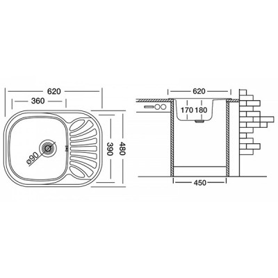 Мойка Ukinox Галант GAP620.480 -GT8K 2L Мойка Ukinox Галант GAP620.480 -GT8K 2L