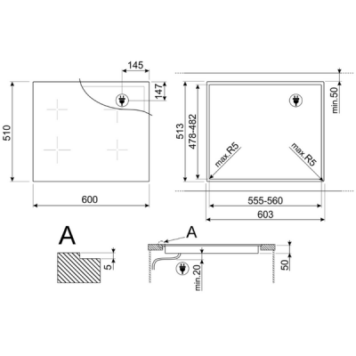 Варочная панель SMEG SIM3644MB индукционная Варочная панель SMEG SIM3644MB индукционная