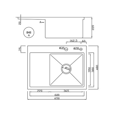 Мойка SMARTECH-65х48 правая сатин Мойка SMARTECH-65х48 правая сатин