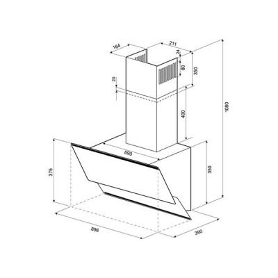 Вытяжка KRONA IRIDA 900 black push button Вытяжка KRONA IRIDA 900 black push button