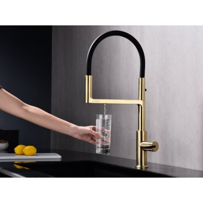 Смеситель Paulmark Tornado To213402-SBG, светлое брашированное золото Смеситель Paulmark Tornado To213402-SBG, светлое брашированное золото