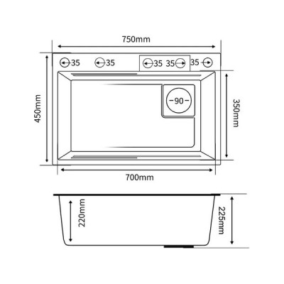 Мойка SMARTECH-75x45 темная нерж. сталь, со смесителем Мойка SMARTECH-75x45 темная нерж. сталь, со смесителем