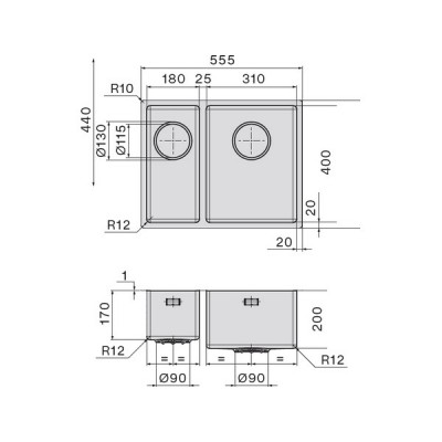 Мойка Falmec Como 18+31 Мойка Falmec Como 18+31