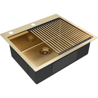 Мойка Paulmark Brim-pro+ролл-мат Pro, брашированное золото Мойка Paulmark Brim-pro+ролл-мат Pro, брашированное золото