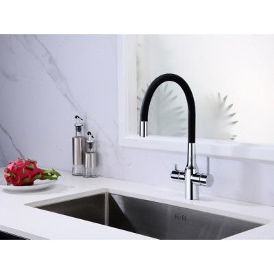 Смеситель Paulmark Salix Sa213419-CR, хром, черный шланг Смеситель Paulmark Salix Sa213419-CR, хром, черный шланг